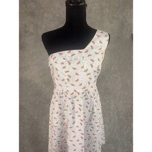 Anthropologie White One-Shoulder Watermelon Print Dress